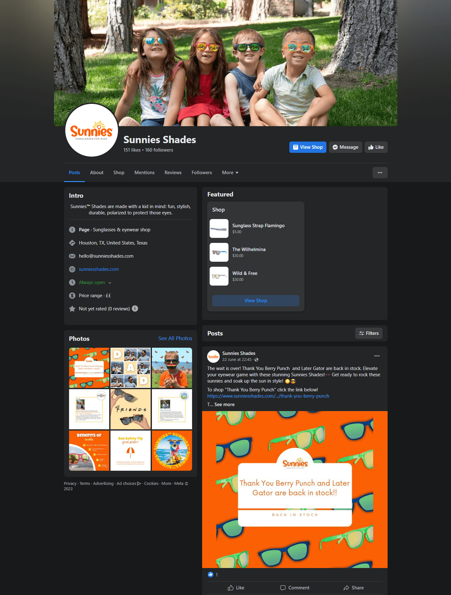 Sunnies Shades Facebook Shop Launch